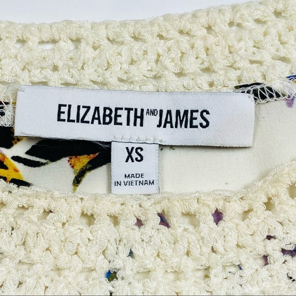 Elizabeth & James Top XS Silk Crochet Boho Floral - Picture 3 of 9